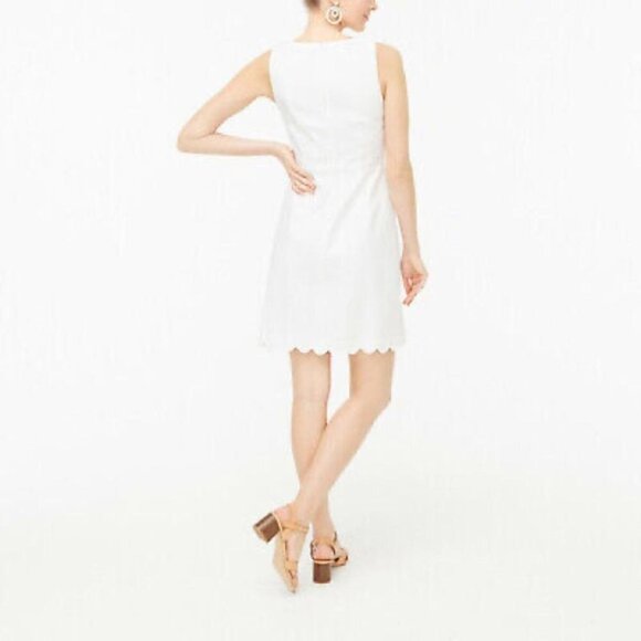 J Crew Factory Womens Size 4 Scalloped Basketweave Square Neck Dress White - Picture 2 of 13